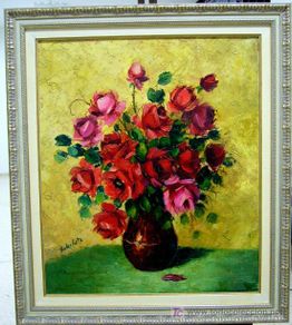 Art: 1338.- OLEO S/TABLEX 73x64 ENMARCADO ,,,FLORES,,, SOLER COSTA